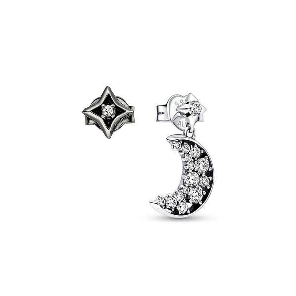 Pandora ékszer Hold és csillag ezüst fülbevaló 292782C01