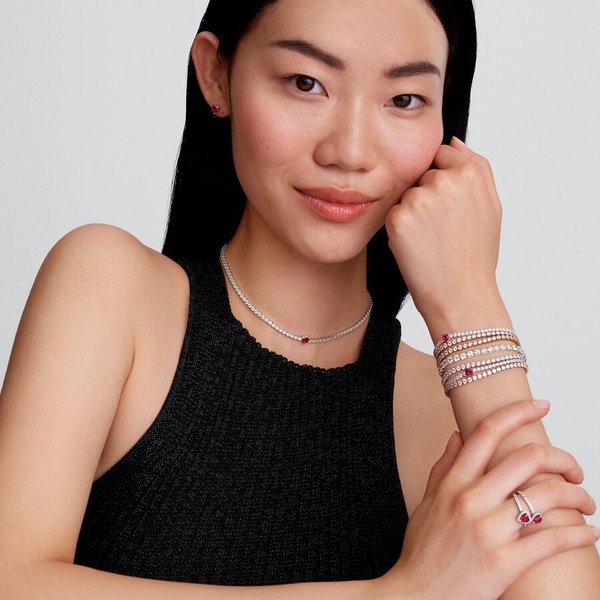 Pandora ékszer Piros szives ezüst chocker nyaklánc 393549C01-40