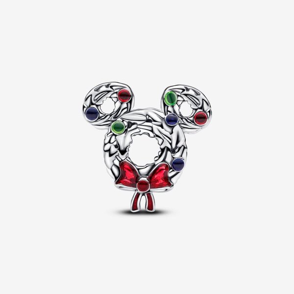 Pandora ékszer Disney Mickey egér karácsonyi koszorú charm 793531C01