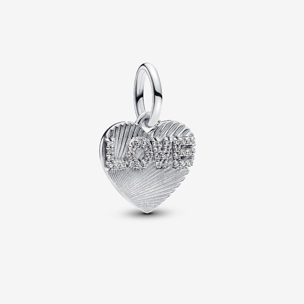 Pandora ékszer Gravírozható ezüst szív charm LOVE felirattal 793604C01