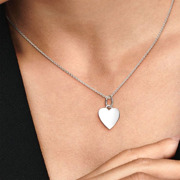 Pandora ékszer Gravírozható szív ezüst medál 398914C00