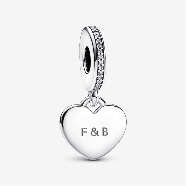 Pandora ékszer  Gravírozható szív ezüst charm cirkóniával 798761C01