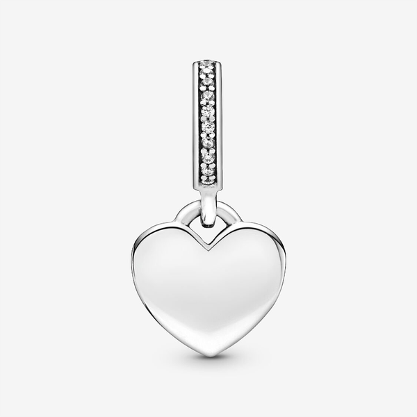 Pandora ékszer  Gravírozható szív ezüst charm cirkóniával 798761C01