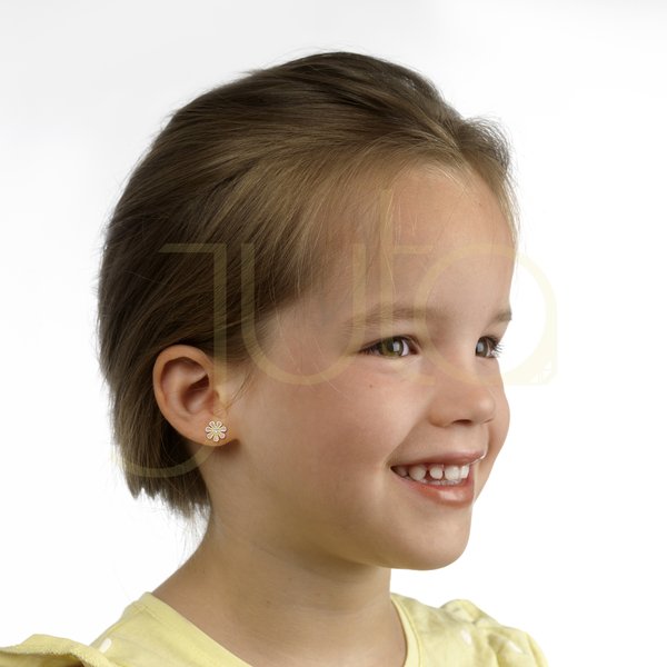 Lisa Rózsaszín százszorszép arany gyerek fülbevaló JTAG-0306