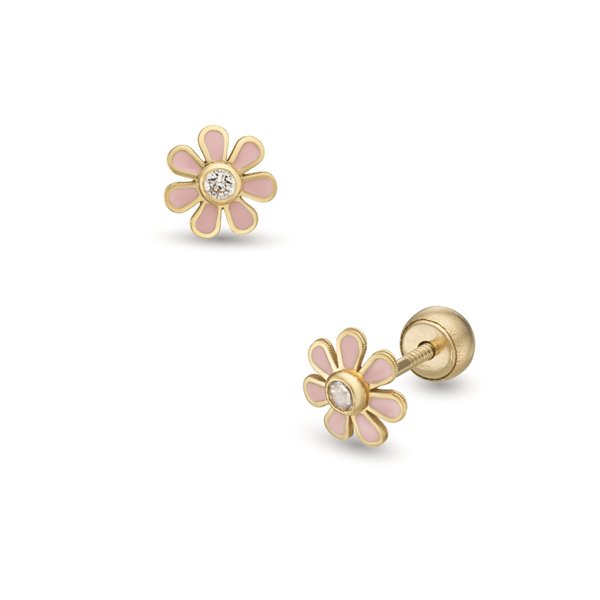 Lisa Rózsaszín százszorszép arany gyerek fülbevaló JTAG-0306-18