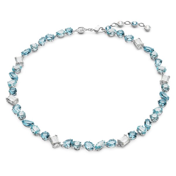 Swarovski Gema ezüst színű nyaklánc kék kristályokkal 5666007