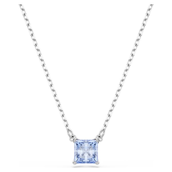 Swarovski Mátrix ezüst színű nyaklánc négyszögletes kék kristállyal 5723568