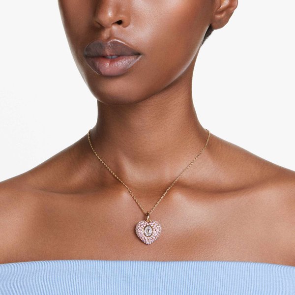 Swarovski Hyperbola arany színű nyaklánc rózsaszín köves szív medállal 5680784