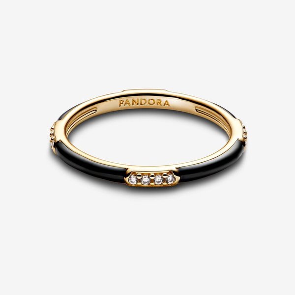 Pandora ékszer Fekete tűzzománc és kövek shine gyűrű 