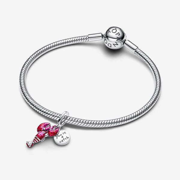 Pandora ékszer Piros homár függő ezüst charm 793676C01