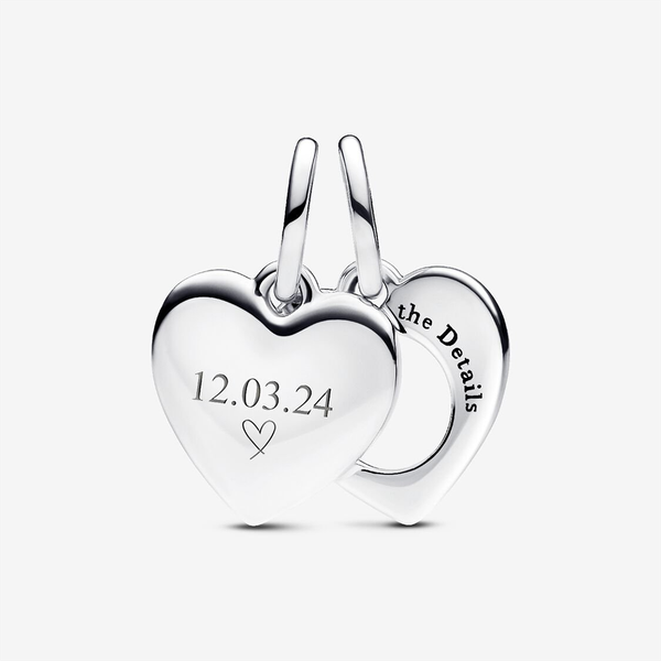Pandora ékszer Gravírozható szív nagyítóval dupla függő charm 793671C00