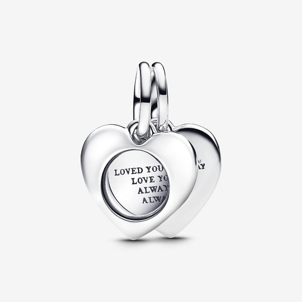 Pandora ékszer Gravírozható szív nagyítóval dupla függő charm 793671C00