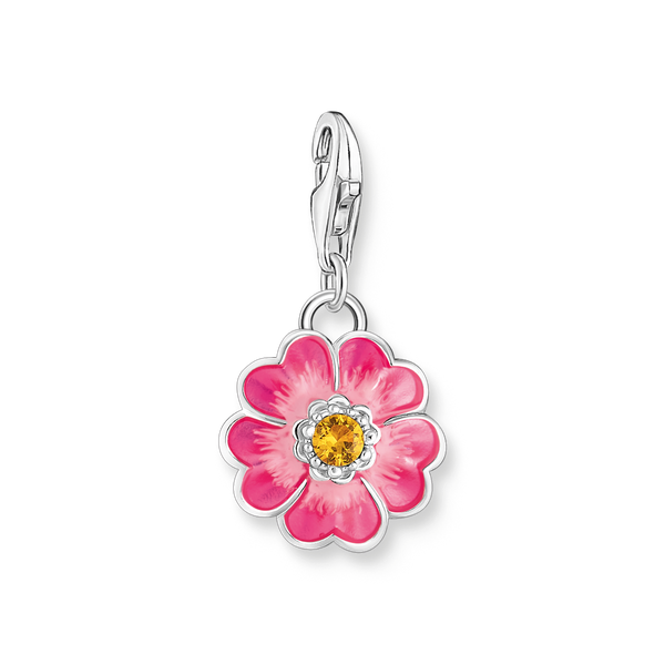 Thomas Sabo Rózsaszín virág sárga kővel ezüst charm 2208-496-7
