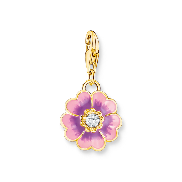 Thomas Sabo Lila virág aranyozott ezüst charm 2208-565-7