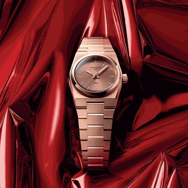 Tissot PRX gyémánt indexes rozé női quartz karóra T1370103350600