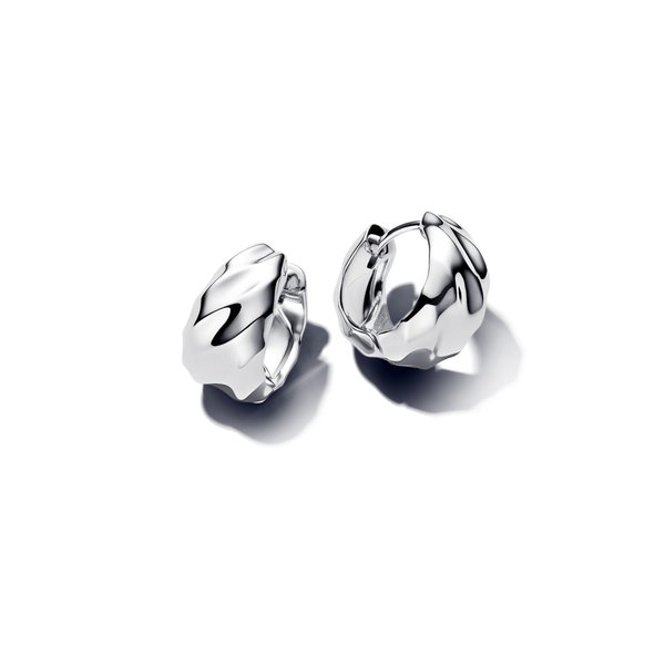 Pandora ékszer Hullámos széles ezüst fülbevaló 293874C00