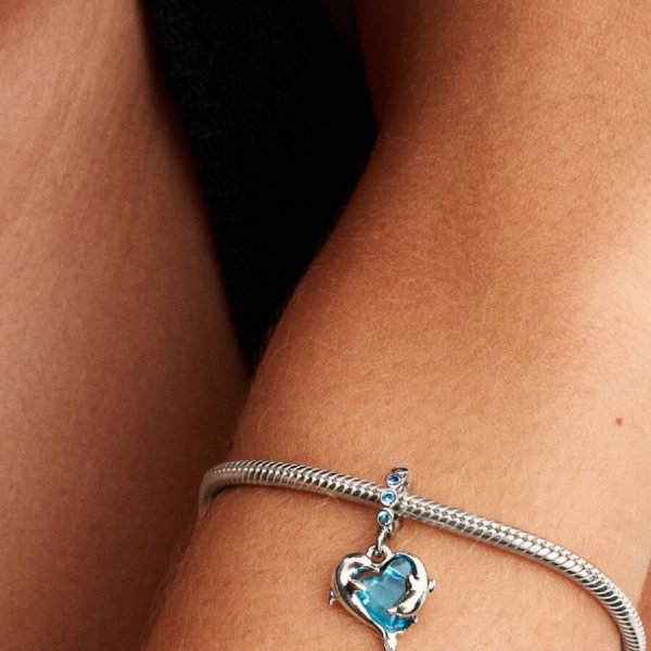 Pandora ékszer Kék delfin muránói üveggel ezüst charm 793924C01