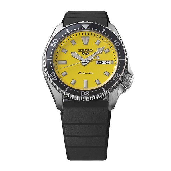 Seiko 5 Sports SKX Redux in Ki-iro Yellow szilikonszíjas férfi karóra SRPL87K1