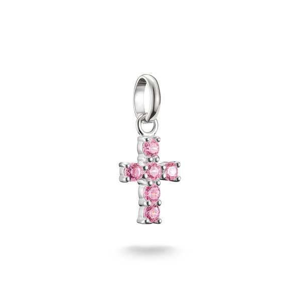 Thomas Sabo Rózsaszín köves kereszt ezüst connect charm CC1206-051-9