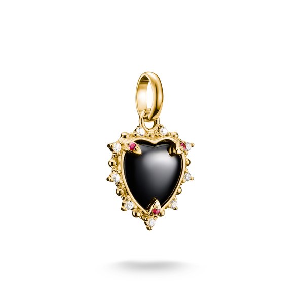 Thomas Sabo  Vintage fekete szív aranyozott ezüst charm CC1286-995-11