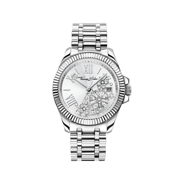 Thomas Sabo Ezüst színű női óra cirkónia virágokkal WA0380-201-201-33