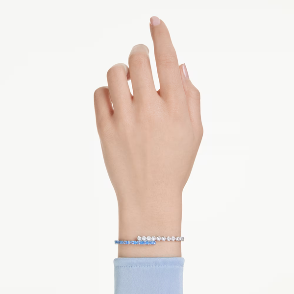Swarovski Matrix ezüst színű állítható karkötő kék kristállyal 5732266