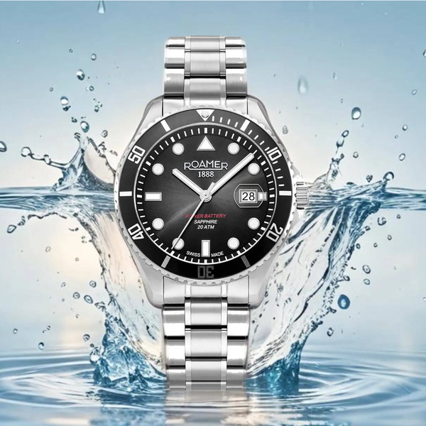 Roamer Pro Diver 200 fekete számlapos férfi óra 969845418520