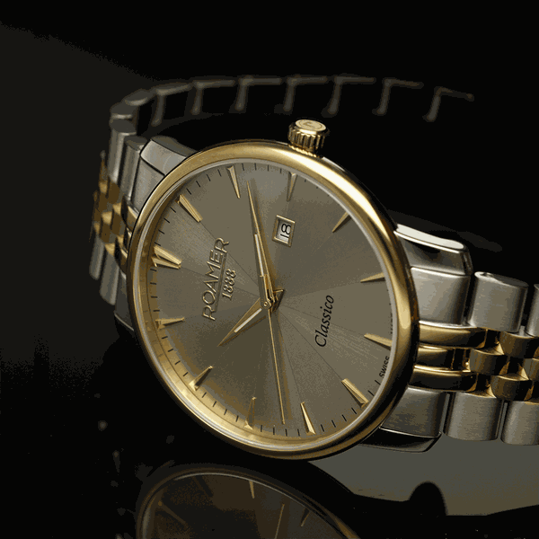 Roamer Classico arany számlapos bicolor férfi óra 971856485550