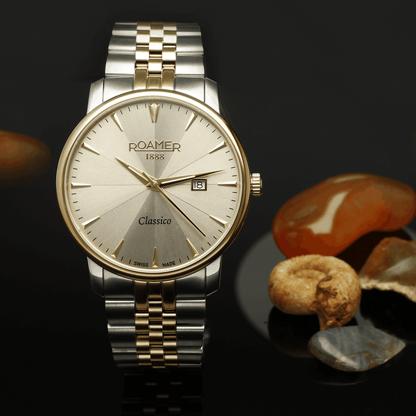 Roamer Classico arany számlapos bicolor férfi óra 971856485550