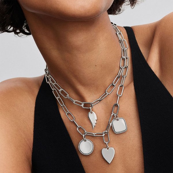 Pandora ékszer  Gravírozható négyzet alakú ezüst medál cirkóniával 394009C01