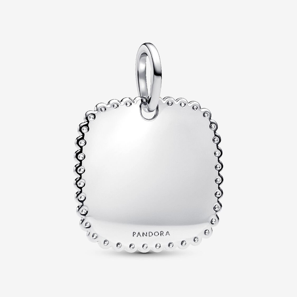 Pandora ékszer  Gravírozható négyzet alakú ezüst medál cirkóniával 394009C01