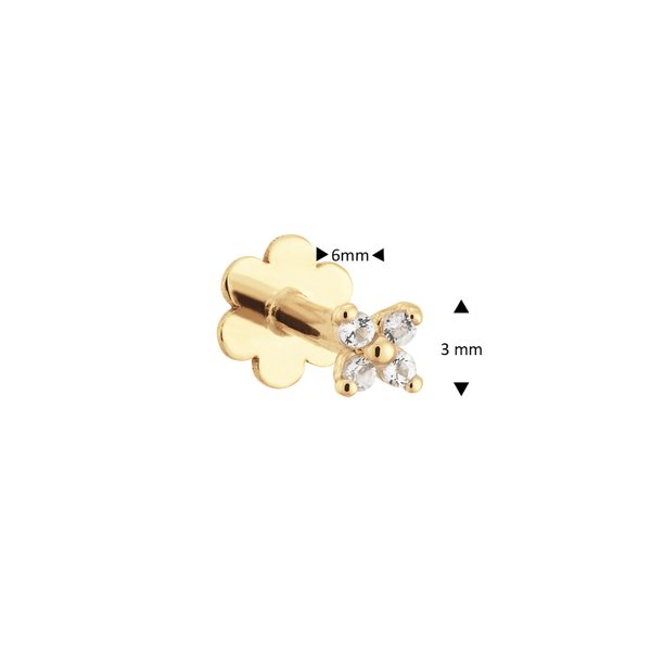 Jackie Gold Virág fehér topáz 14K arany piercing JKP24.428