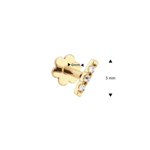 Jackie Gold Rúd fehér topáz 14K arany piercing JKP24.430