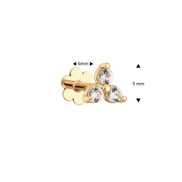 Jackie Gold Háromszög fehér topáz 14K arany piercing JKP24.433