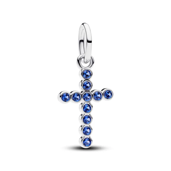 Pandora ékszer Kereszt ezüst charm kék kövekkel 794063C01