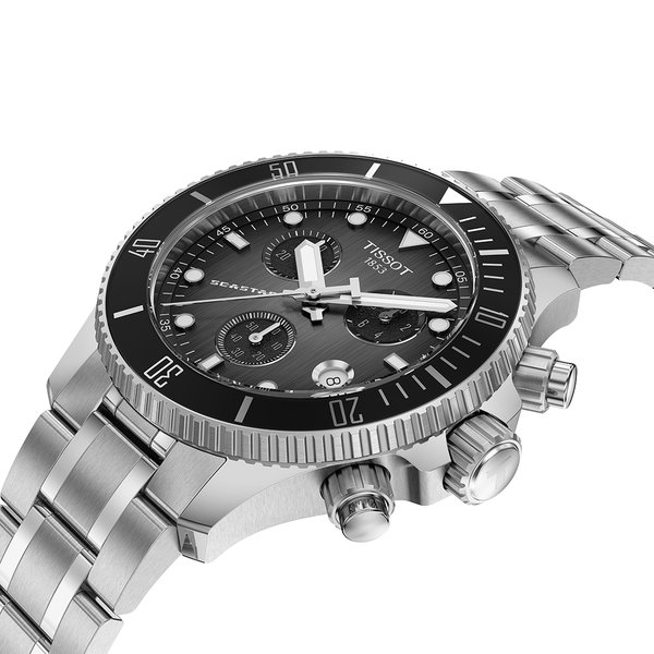 Tissot Seastar 1000 fekete számlapos quartz chronograph karóra T1202171106100