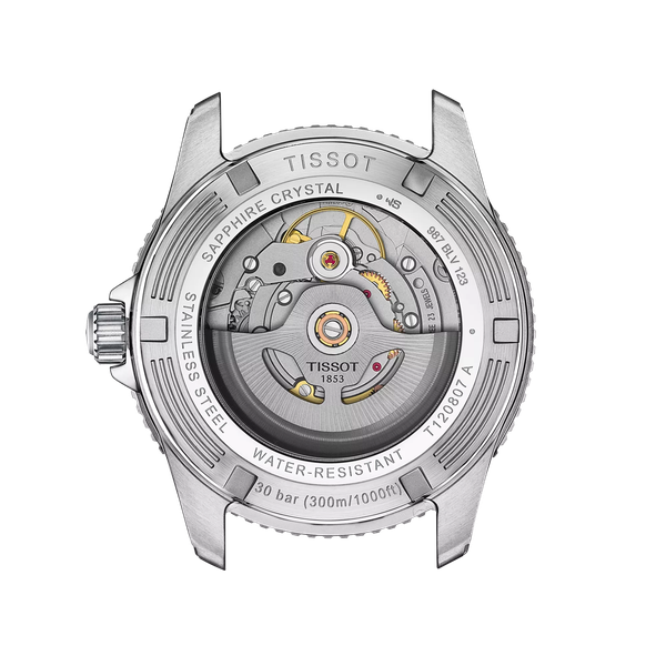 Tissot Seastar 1000 Powermatic 80 fém szíjas türkiz számlapos karóra T1208071109100