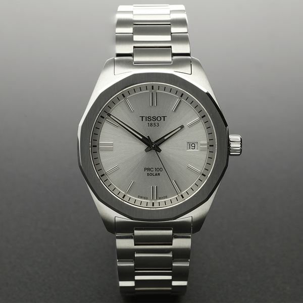 Tissot PRC 100 Solar ezüst színű fémszíjas férfi karóra T1514221103100