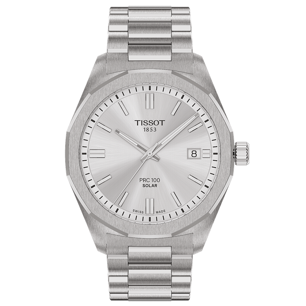 Tissot PRC 100 Solar ezüst színű fémszíjas férfi karóra T1514221103100