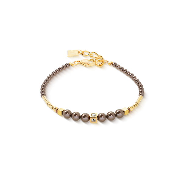 Coeur de Lion Csillámló gyöngyök arany-barna karkötő 4312/30-1100