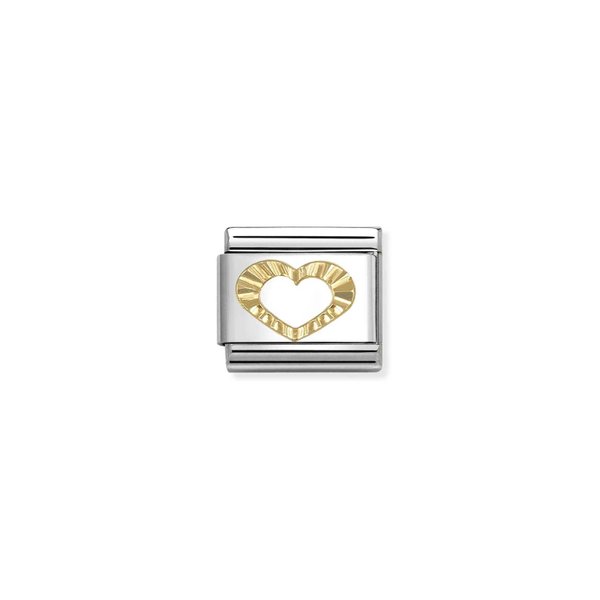 Nomination 14K arany gyémánt csiszolású szív charm 030149/63
