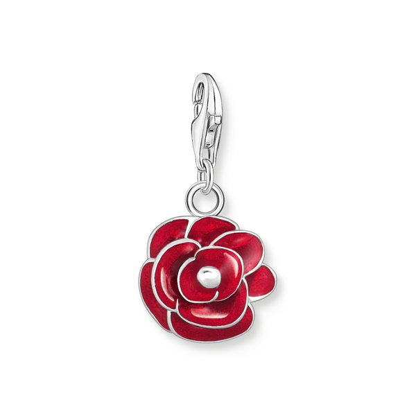 Thomas Sabo Piros rózsa tűzzománc ezüst charm 2093-007-10