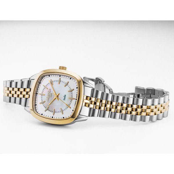 Roamer Stella arany és ezüst szíjas gyöngyház számlapos női karóra 966847472020