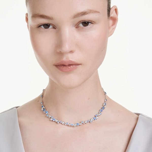 Swarovski Constella ezüst színű nyaklánc kék kristályokkal 5732255