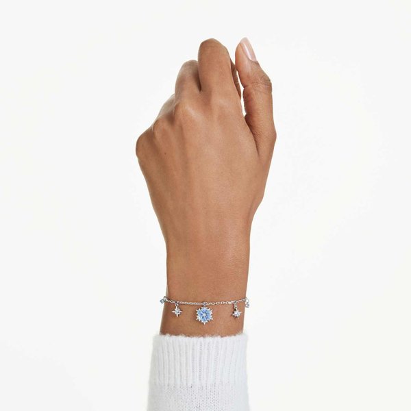 Swarovski Magic ezüst színű hópelyhes sliding karkötő kék kristállyal 5734244