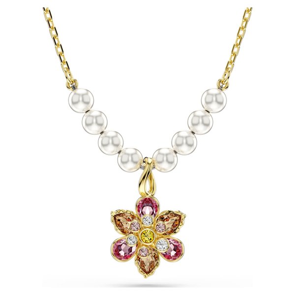 Swarovski Idyllia arany színű kristálygyöngyös nyaklánc virág medállal 5723140