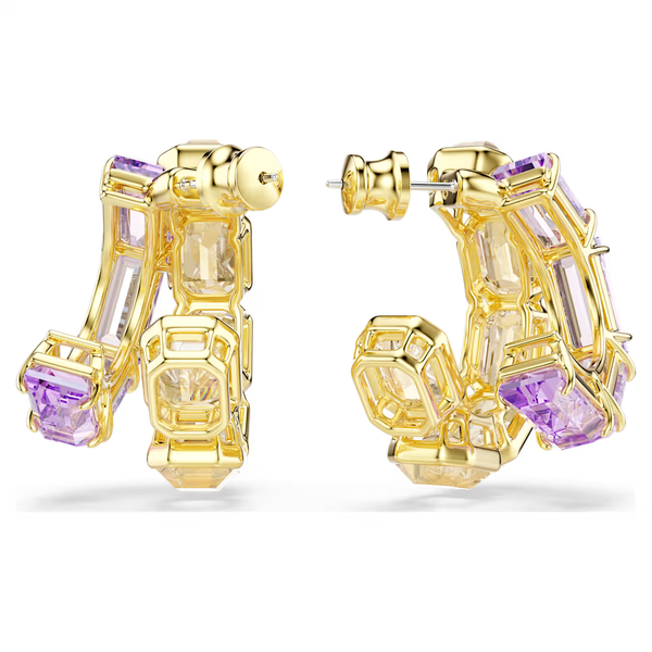 Swarovski Millenia arany színű fülbevaló lila és sárga kristállyal 5725757