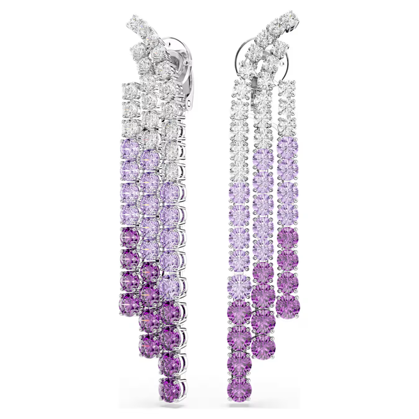Swarovski Matrix ezüst színű klipsz lila és áttetsző kristályokkal 5705831