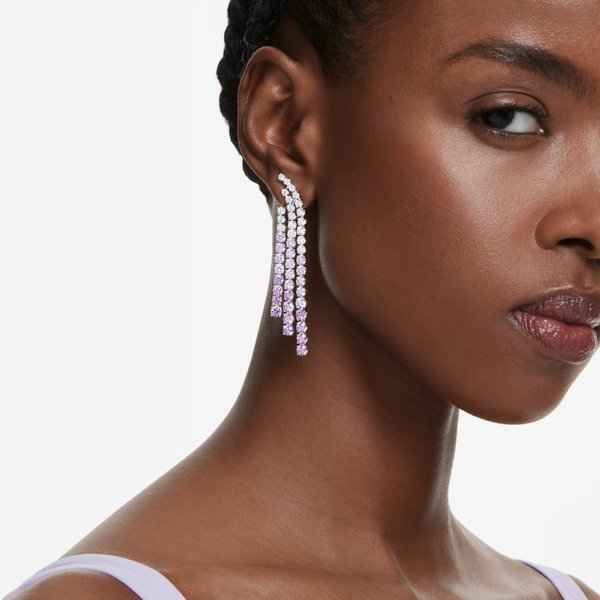 Swarovski Matrix ezüst színű klipsz lila és áttetsző kristályokkal 5705831