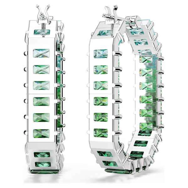 Swarovski Matrix nyolcszög ezüst színű fülbevaló zöld kristályokkal 5705787